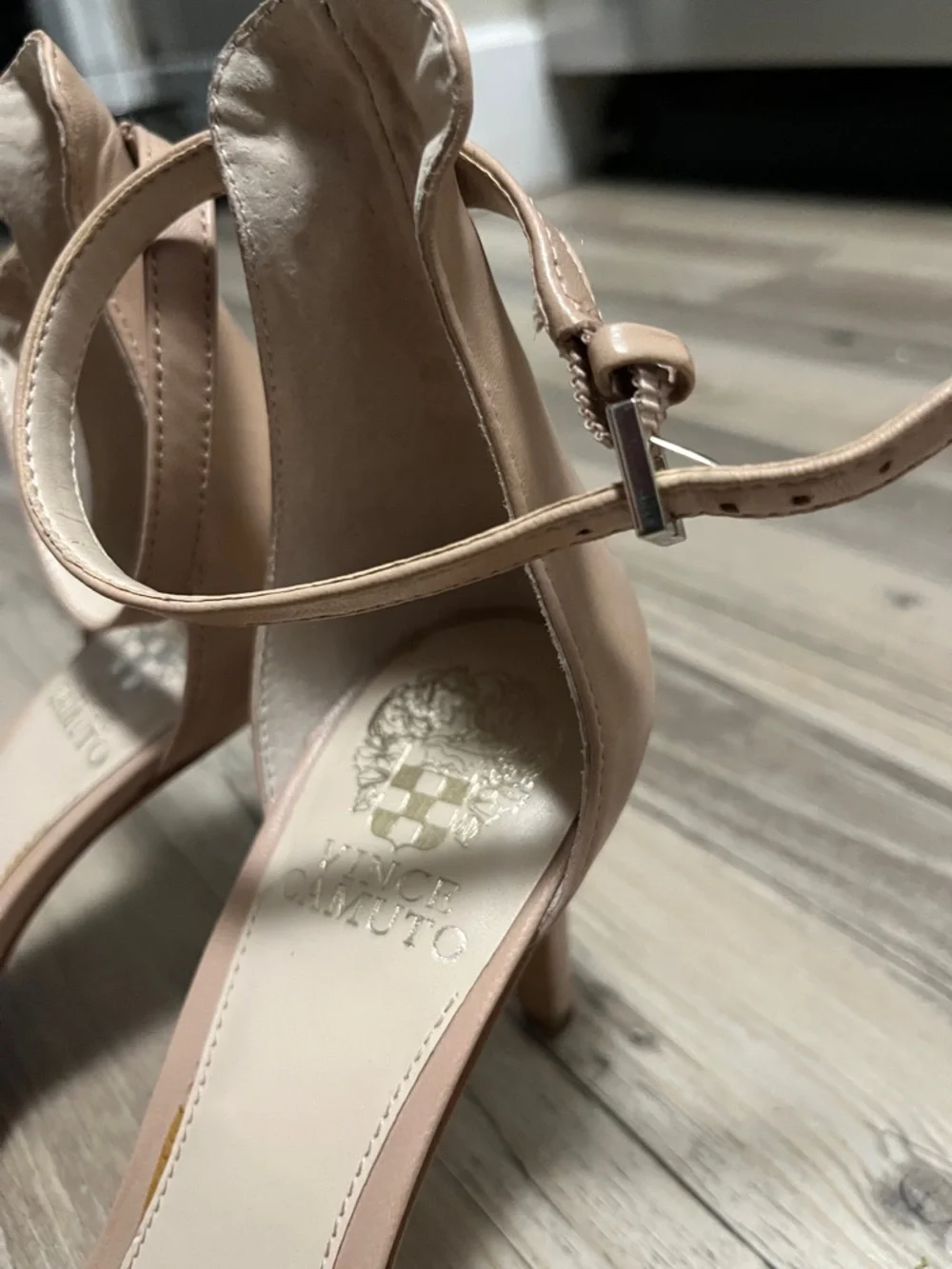 Vince Camuto Blush Nude Ankle Strap Open-Toe Heels - Picture 5 of 8